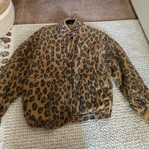 BlankNYC Quilted Jacket Cheetah Print Medium